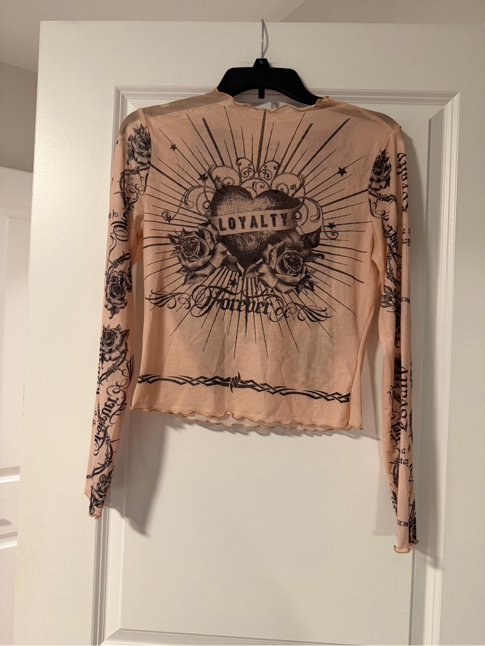 Macy's Blush Long Sleeve Crop Top with Loyalty Graphic